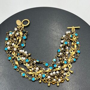Catherine Popesco La Vie Parisienne Faux Turquoise Pearl  ChaCha Bracelet